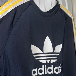 Adidas Navy Sweatshirt with Yellow Stripes
